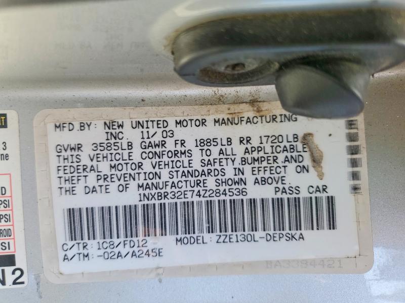 Продажа на аукционе авто 2004 Toyota Corolla, vin: 1NXBR32E74Z284536, номер лота: 60466496