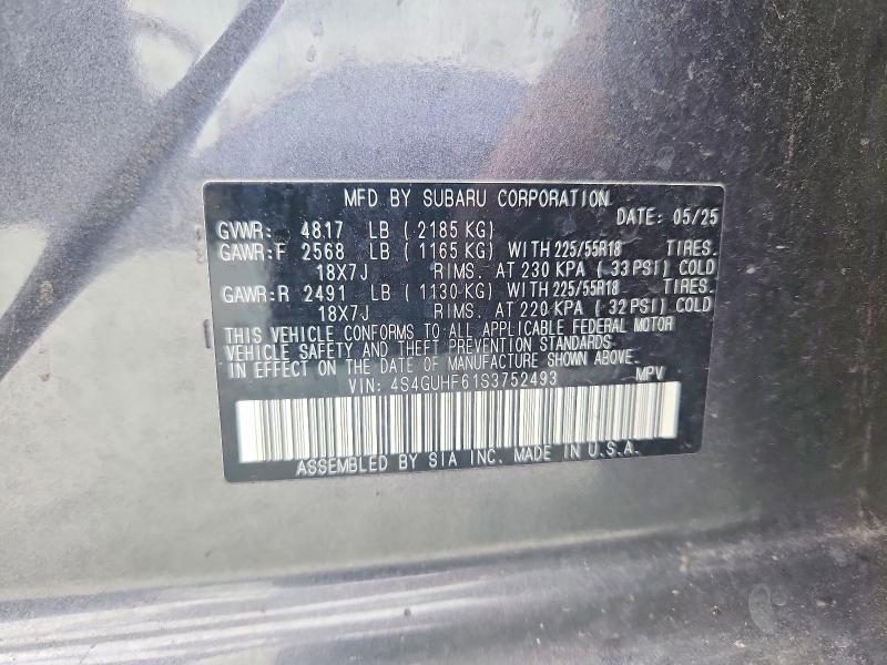 Aukcja sprzedaży 2025 Subaru Crosstrek, vin: 4S4GUHF61S3752493, numer aukcji: 61971366