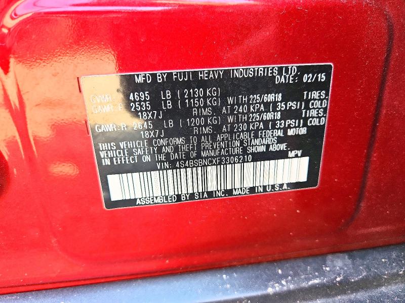 63313556 :رقم المزاد ، 4S4BSBNCXF3306210 vin ، 2015 Subaru Outback مزاد بيع