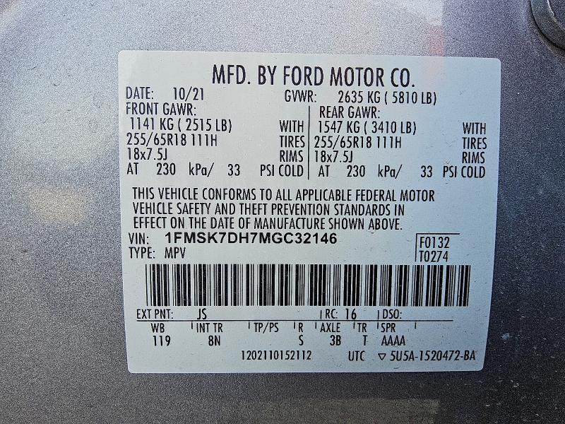 Продажа на аукционе авто 2021 Ford Explorer, vin: 1FMSK7DH7MGC32146, номер лота: 61447436