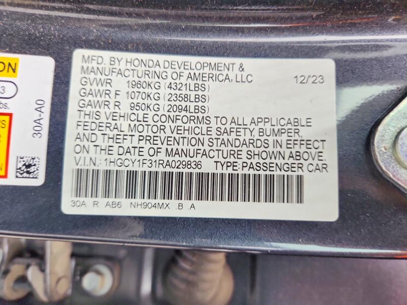 63181976 :رقم المزاد ، 1HGCY1F31RA029836 vin ، 2024 Honda Accord مزاد بيع