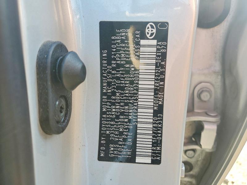 62940496 :رقم المزاد ، 5YFEPRAE5LP129006 vin ، 2020 Toyota Corolla مزاد بيع