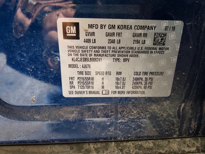 2020 Buick Encore მანქანა იყიდება აუქციონზე, vin: KL4CJESB5LB006241, აუქციონის ნომერი: 62286566