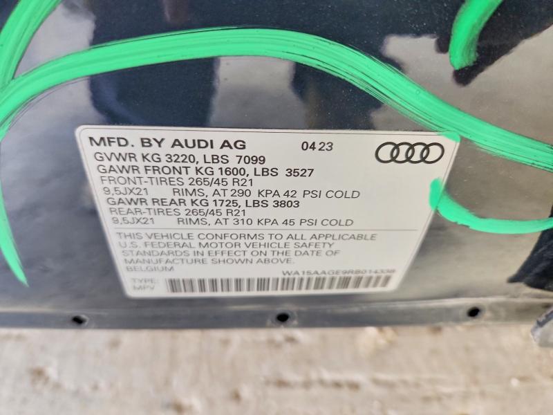 61146816 :رقم المزاد ، WA15AAGE9RB014338 vin ، 2024 Audi Q8 E-tron مزاد بيع