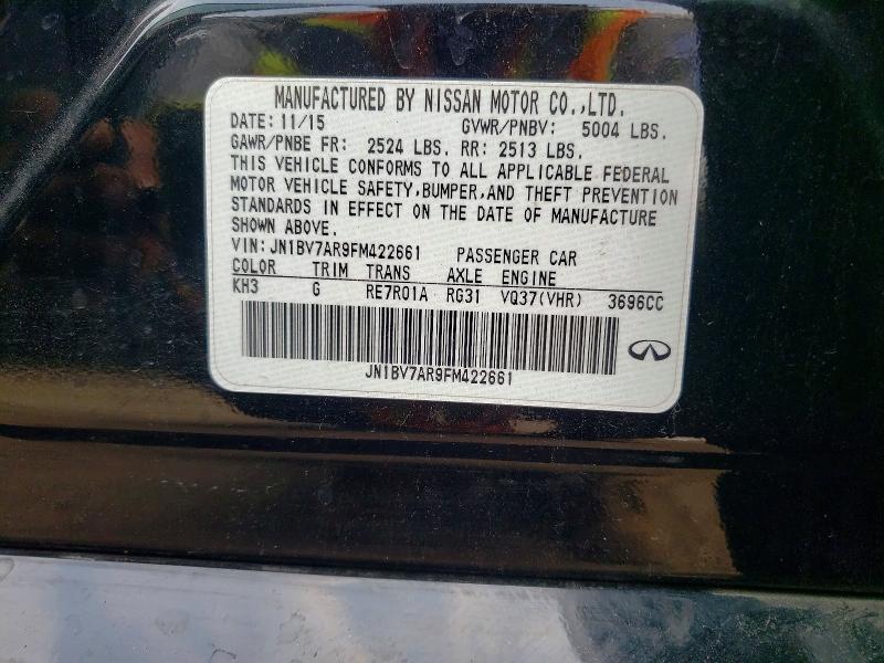 Продажа на аукционе авто 2015 Infiniti Q50, vin: JN1BV7AR9FM422661, номер лота: 61597846
