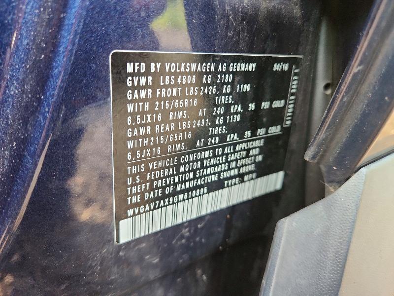 Aukcja sprzedaży 2016 Volkswagen Tiguan, vin: WVGAV7AX9GW610895, numer aukcji: 60506616