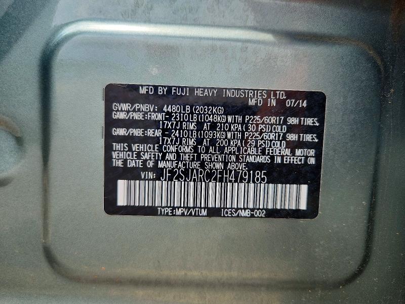Продажа на аукционе авто 2015 Subaru Forester, vin: JF2SJARC2FH479185, номер лота: 59658356