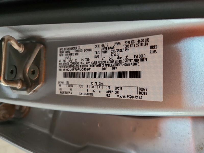 61125926 :رقم المزاد ، 1FMCU0F70FUC80201 vin ، 2015 Ford Escape مزاد بيع