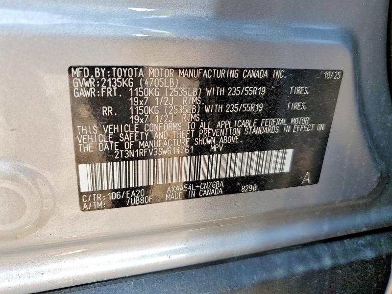 62860916 :رقم المزاد ، 2T3N1RFV3SW614761 vin ، 2025 Toyota Rav4 مزاد بيع