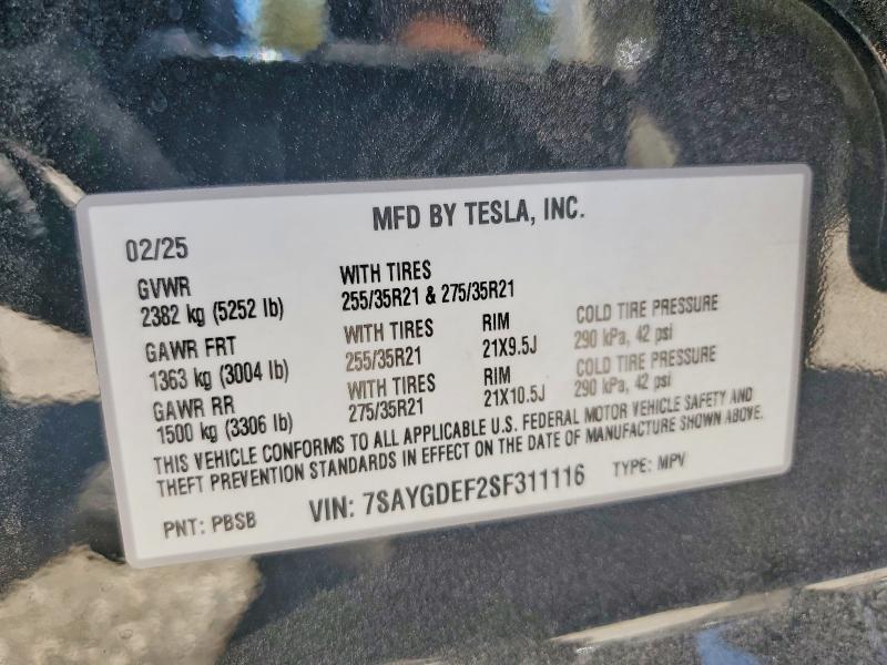 Aukcja sprzedaży 2025 Tesla Model Y, vin: 7SAYGDEF2SF311116, numer aukcji: 60268916