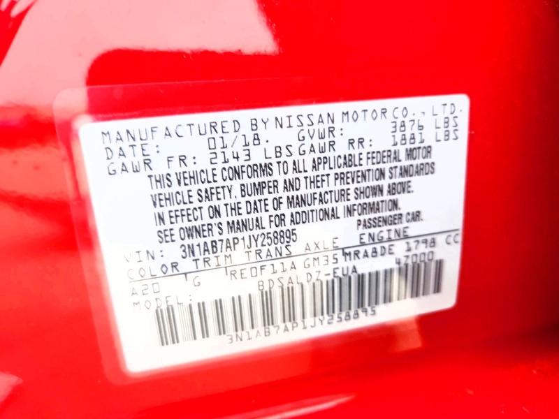 2018 Nissan Sentra მანქანა იყიდება აუქციონზე, vin: 3N1AB7AP1JY258895, აუქციონის ნომერი: 61323526