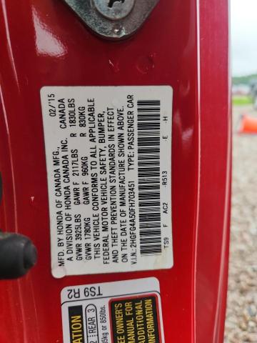 Aukcja sprzedaży 2015 Honda Civic, vin: 2HGFG4A50FH703451, numer aukcji: 61937296