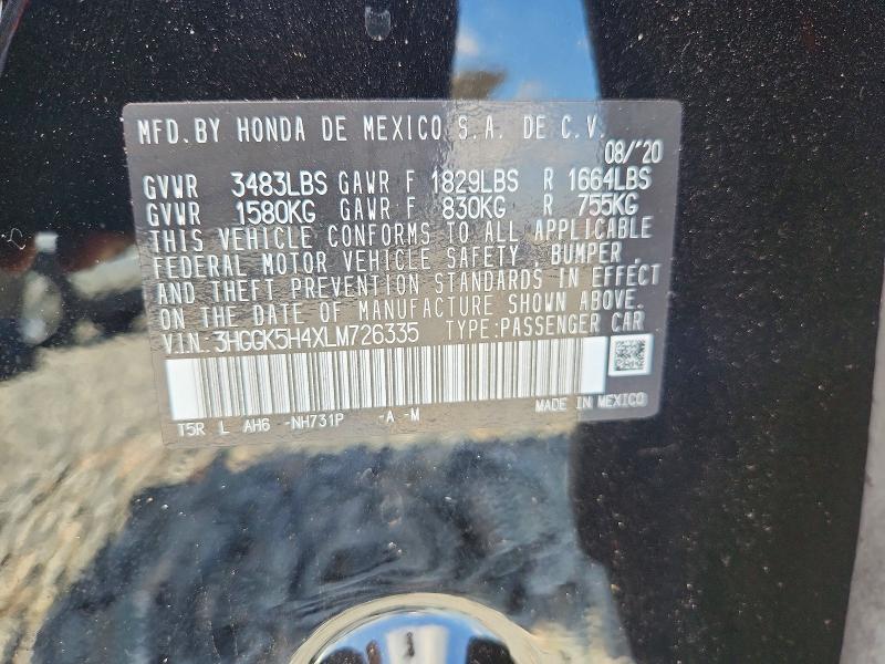 85995575 :رقم المزاد ، 3HGGK5H4XLM726335 vin ، 2020 Honda Fit مزاد بيع