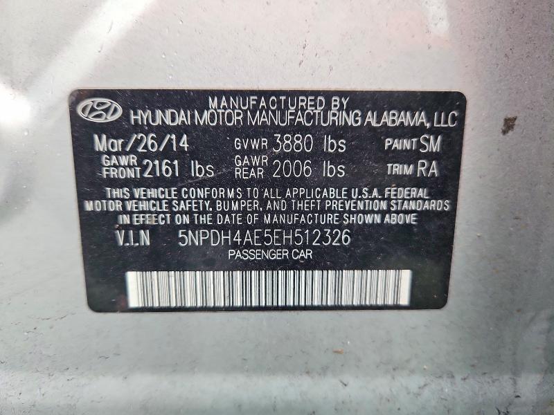 Продажа на аукционе авто 2014 Hyundai Elantra, vin: 5NPDH4AE5EH512326, номер лота: 59701906