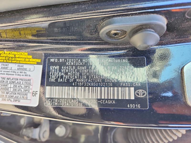 Продаж на аукціоні авто 2005 Toyota Camry, vin: 4T1BF32K85U102116, номер лоту: 63397306