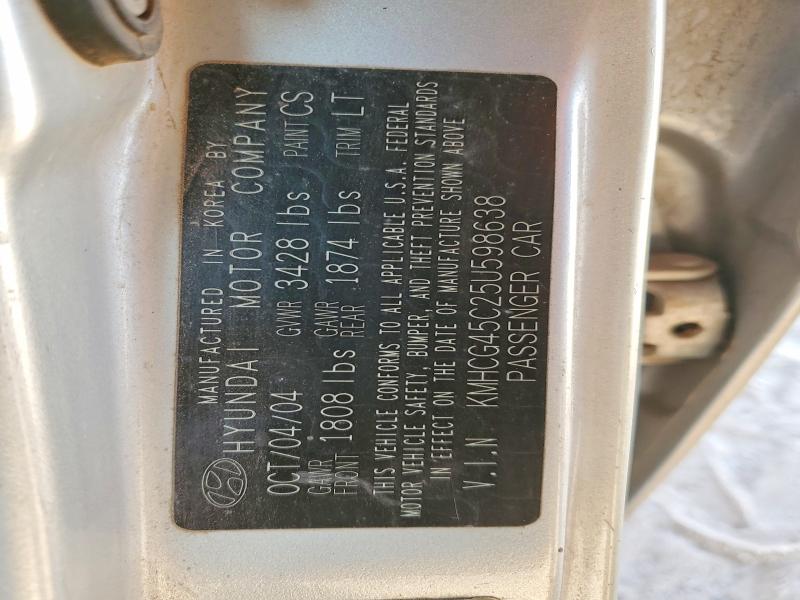 60503196 :رقم المزاد ، KMHCG45C25U598638 vin ، 2005 Hyundai Accent مزاد بيع