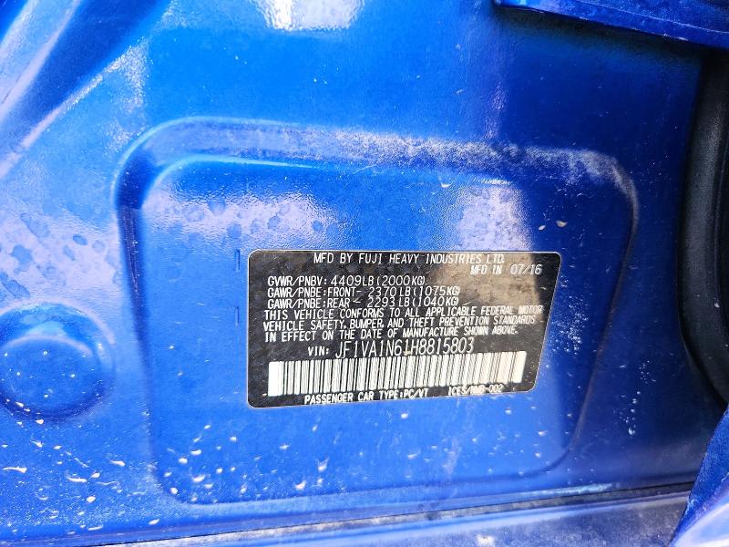 Продажа на аукционе авто 2017 Subaru Wrx, vin: JF1VA1N61H8815803, номер лота: 59266426
