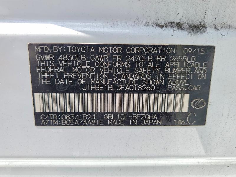 Aukcja sprzedaży 2015 Lexus Gs, vin: JTHBE1BL3FA018260, numer aukcji: 59729996