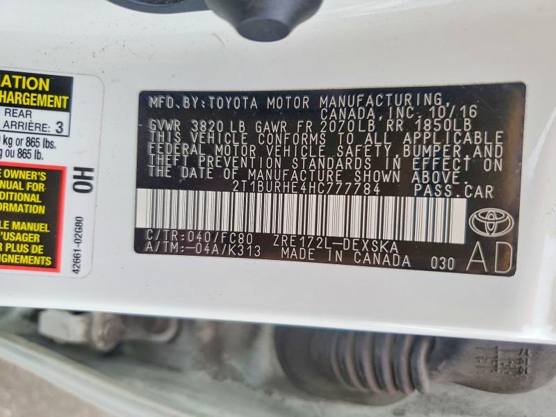 62948686 :رقم المزاد ، 2T1BURHE4HC777784 vin ، 2017 Toyota Corolla مزاد بيع