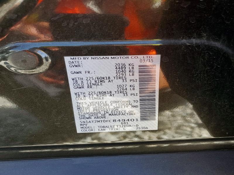 Aukcja sprzedaży 2015 Nissan Rogue, vin: 5N1AT2MT0FC849401, numer aukcji: 60760876