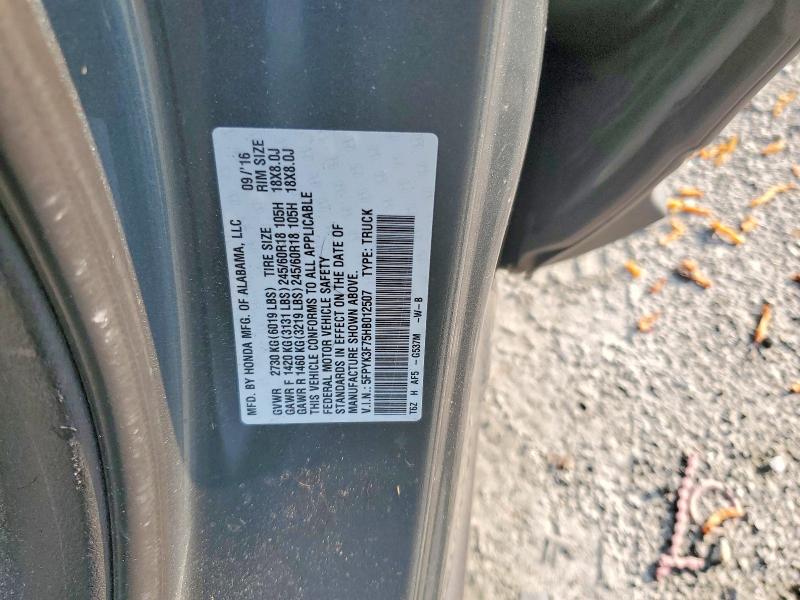 Продаж на аукціоні авто 2017 Honda Ridgeline, vin: 5FPYK3F75HB012507, номер лоту: 62141296