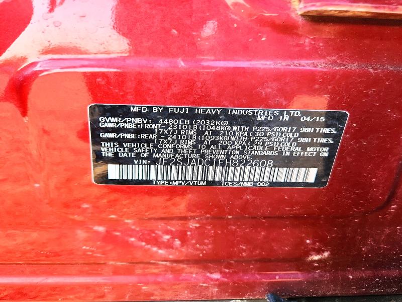 Aukcja sprzedaży 2015 Subaru Forester, vin: JF2SJADC1FH822608, numer aukcji: 62448486