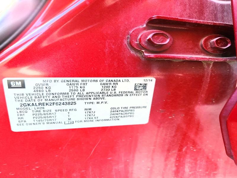 2015 Gmc Terrain მანქანა იყიდება აუქციონზე, vin: 2GKALREK2F6243825, აუქციონის ნომერი: 61513196