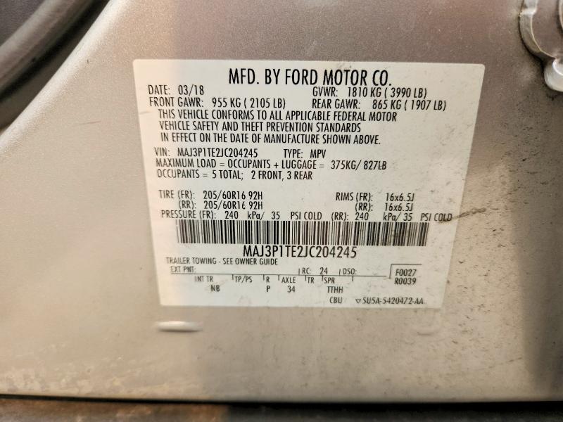 Aukcja sprzedaży 2018 Ford Ecosport, vin: MAJ3P1TE2JC204245, numer aukcji: 60694126