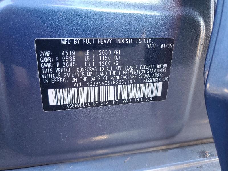 60152596 :رقم المزاد ، 4S3BNAC67F3062180 vin ، 2015 Subaru Legacy مزاد بيع