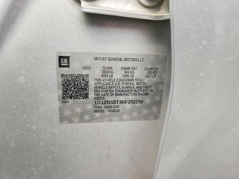 Aukcja sprzedaży 2019 Chevrolet Malibu, vin: 1G1ZB5ST3KF202250, numer aukcji: 62485676