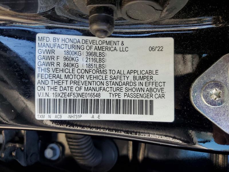 63414636 :رقم المزاد ، 19XZE4F53NE016548 vin ، 2022 Honda Insight مزاد بيع