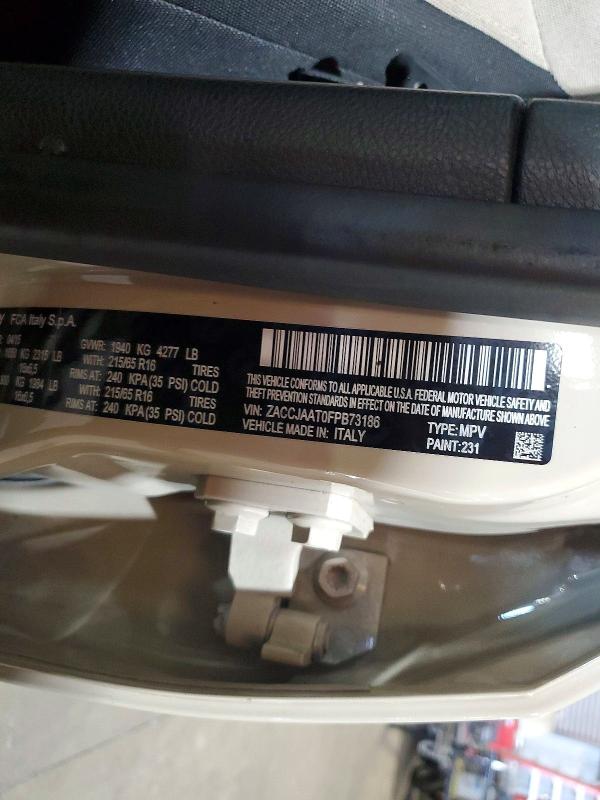 Продаж на аукціоні авто 2015 Jeep Renegade, vin: ZACCJAAT0FPB73186, номер лоту: 61841806