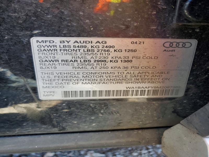 Продаж на аукціоні авто 2021 Audi Q5, vin: WA1BAAFY9M2087362, номер лоту: 59381836