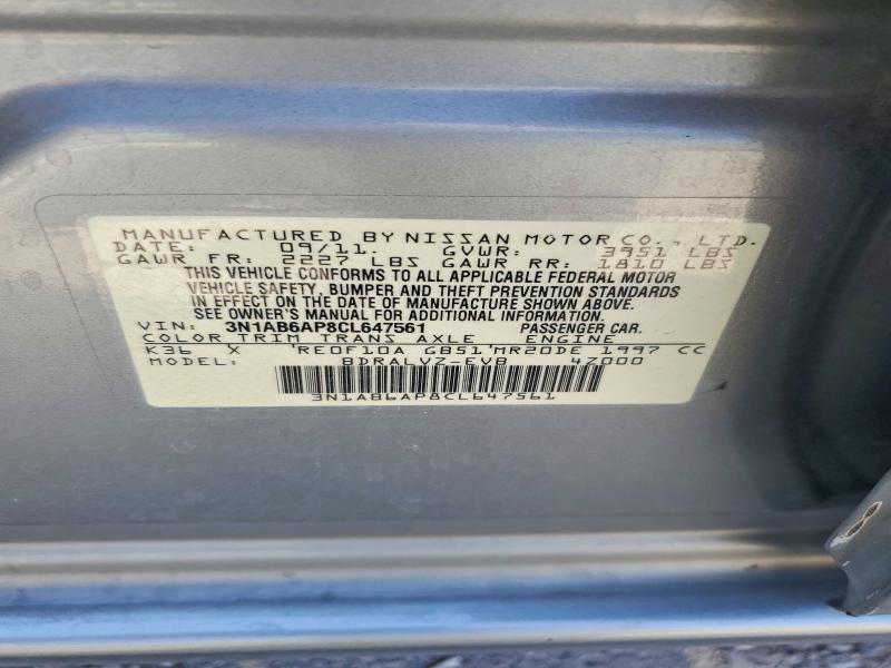 Aukcja sprzedaży 2012 Nissan Sentra, vin: 3N1AB6AP8CL647561, numer aukcji: 61443836