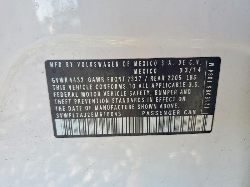Продажа на аукционе авто 2014 Volkswagen Jetta, vin: 3VWPL7AJ2EM615043, номер лота: 59532996
