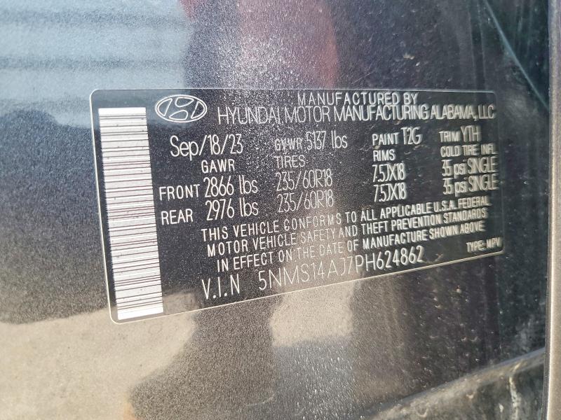 Aukcja sprzedaży 2023 Hyundai Santa Fe, vin: 5NMS14AJ7PH624862, numer aukcji: 59354316