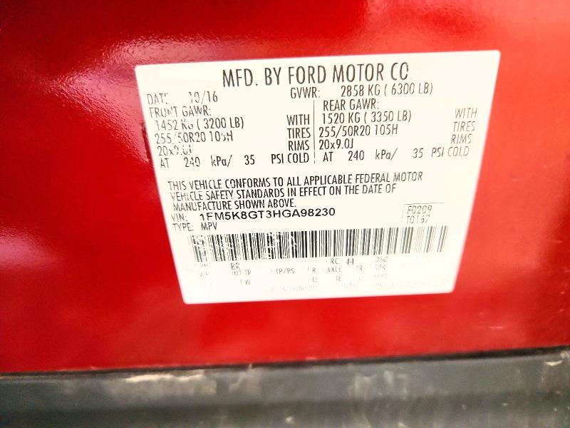 Aukcja sprzedaży 2017 Ford Explorer, vin: 1FM5K8GT3HGA98230, numer aukcji: 73344425