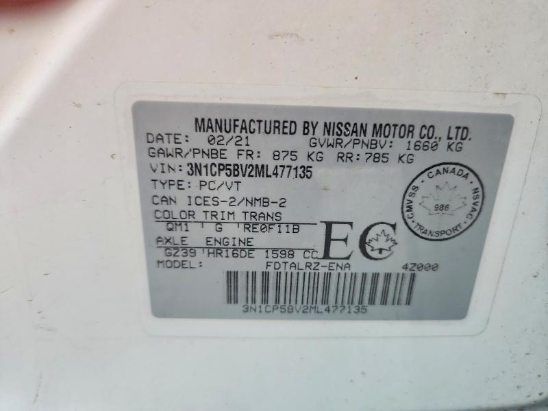 Продажа на аукционе авто 2021 Nissan Kicks, vin: 3N1CP5BV2ML477135, номер лота: 62643986