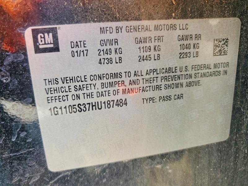 2017 Chevrolet Impala მანქანა იყიდება აუქციონზე, vin: 1G1105S37HU187484, აუქციონის ნომერი: 61594096