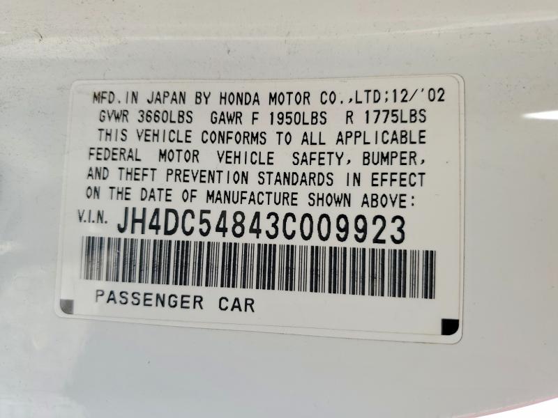Aukcja sprzedaży 2003 Acura Rsx, vin: JH4DC54843C009923, numer aukcji: 58470936
