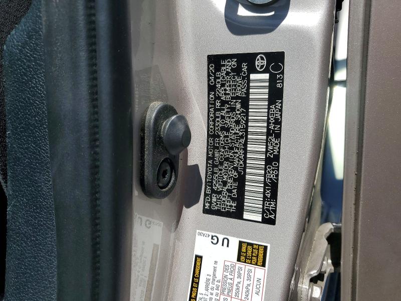 2020 Toyota Prius Prime მანქანა იყიდება აუქციონზე, vin: JTDKARFP4L3159217, აუქციონის ნომერი: 63433096