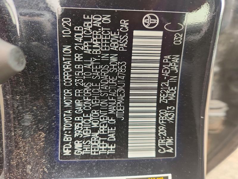 61568856 :رقم المزاد ، JTDEPMAE3MJ147853 vin ، 2021 Toyota Corolla مزاد بيع