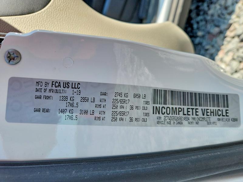 Aukcja sprzedaży 2019 Dodge Grand Caravan, vin: 2C7WDGBG2KR614934, numer aukcji: 62027816