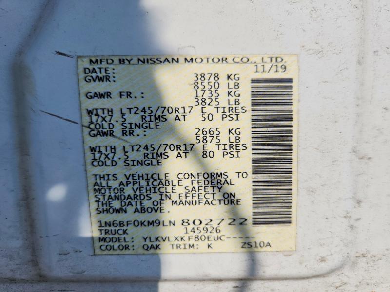 Продаж на аукціоні авто 2020 Nissan Nv, vin: 1N6BF0KM9LN802722, номер лоту: 62497586