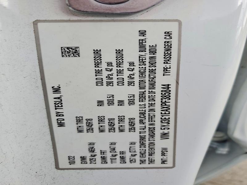 Продажа на аукционе авто 2023 Tesla Model 3, vin: 5YJ3E1EAXPF385844, номер лота: 59614126