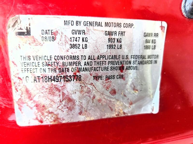 85966825 :رقم المزاد ، 1G1AT18H497153778 vin ، 2009 Chevrolet Cobalt مزاد بيع