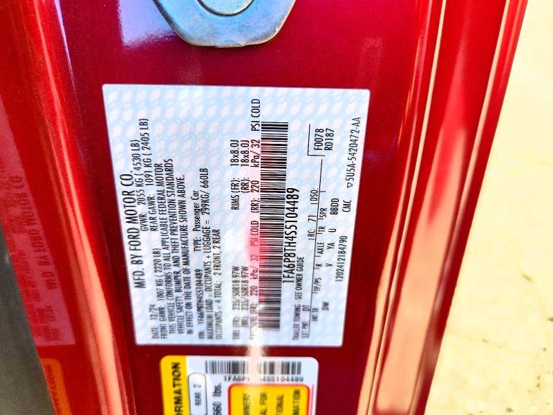 Продаж на аукціоні авто 2025 Ford Mustang, vin: 1FA6P8TH4S5104489, номер лоту: 61337406