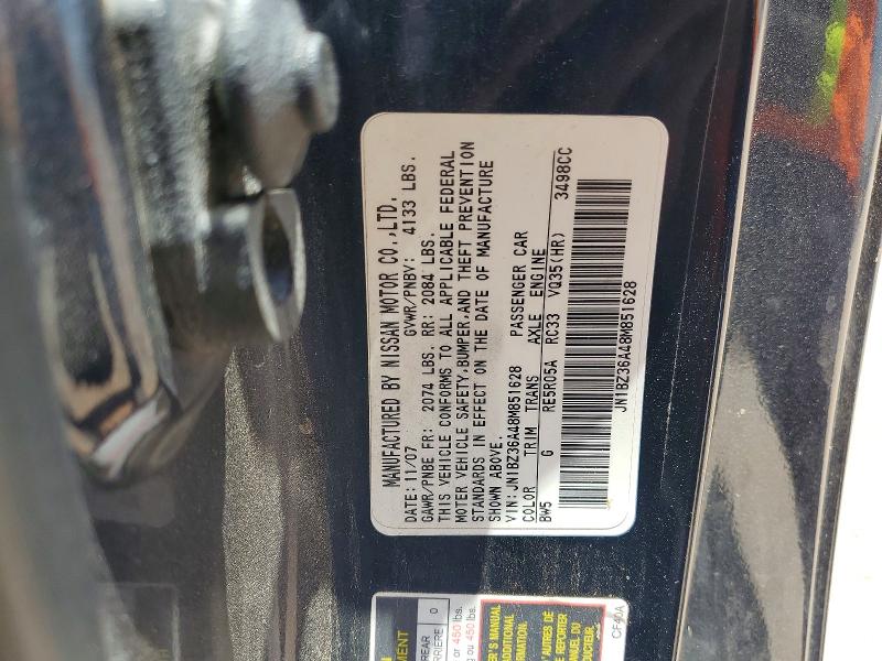 Aukcja sprzedaży 2008 Nissan 350z, vin: JN1BZ36A48M851628, numer aukcji: 63044056