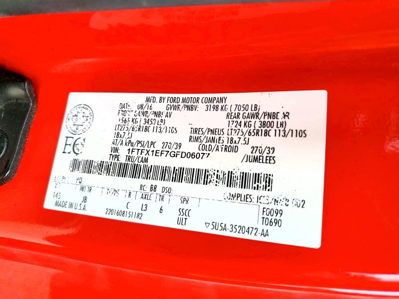 Aukcja sprzedaży 2016 Ford F150, vin: 1FTFX1EF7GFD06077, numer aukcji: 60454576
