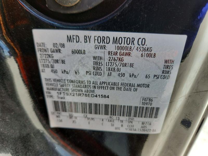 Aukcja sprzedaży 2008 Ford F250, vin: 1FTSX21R78ED41584, numer aukcji: 61941646